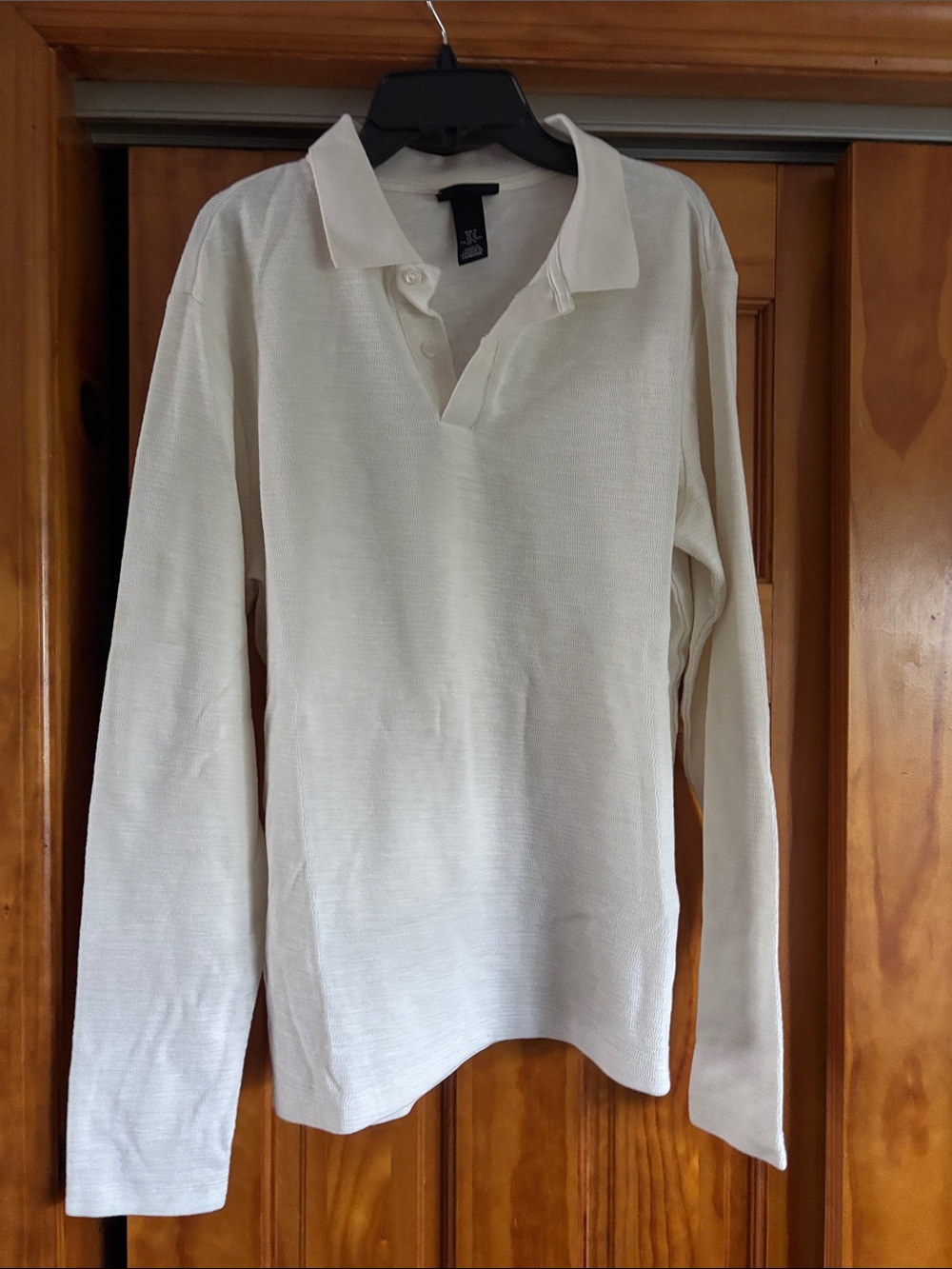 H&M Cream Long-Sleeve Polo Shirt